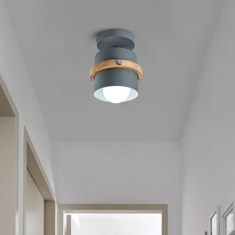 Rotating Layered Wood and Metal Ceiling Light