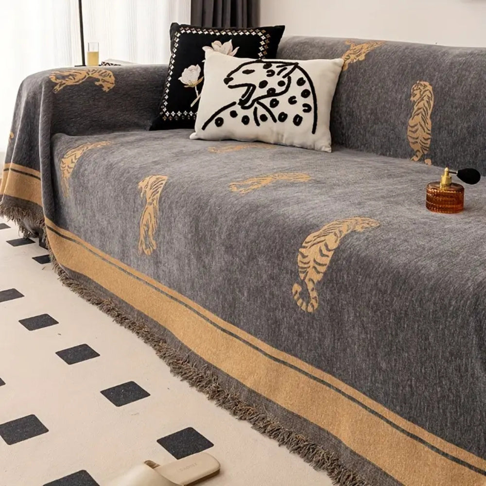 Reversible Tiger Chenille Sofa Cover