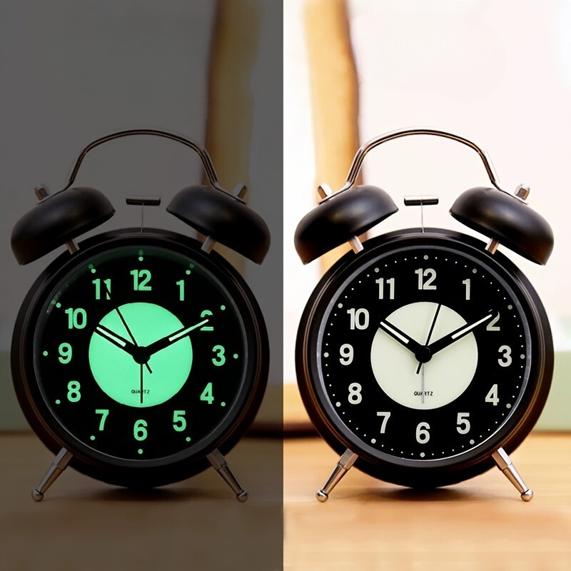 Sleek Metallic Alarm Clock with Soft Illumination