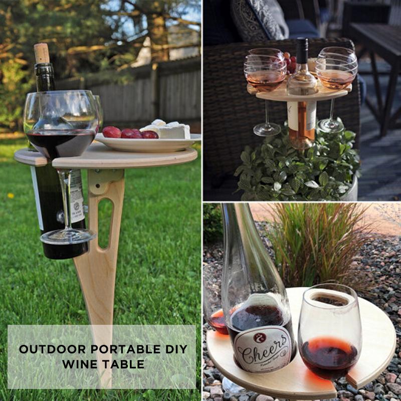 Foldable Birch Plywood Wine Rack Table for Outdoor Picnics