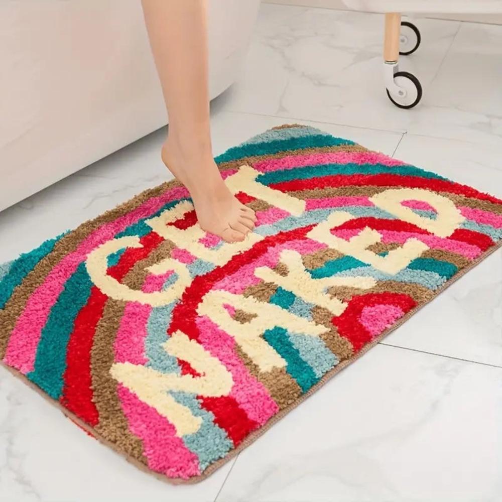 Ultra-Soft Rainbow "GET NAKED" Bath Mat with Non-Slip Backing