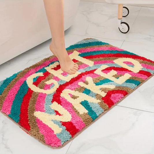 Ultra-Soft Rainbow "GET NAKED" Bath Mat with Non-Slip Backing