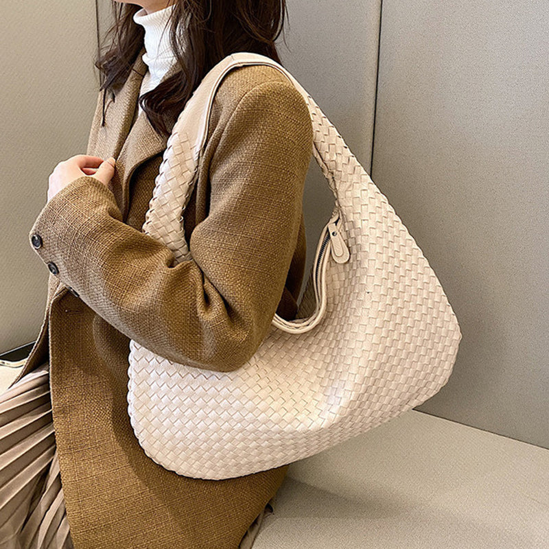 Elegant Woven Handbag for Women - Stylish PU Leather Tote