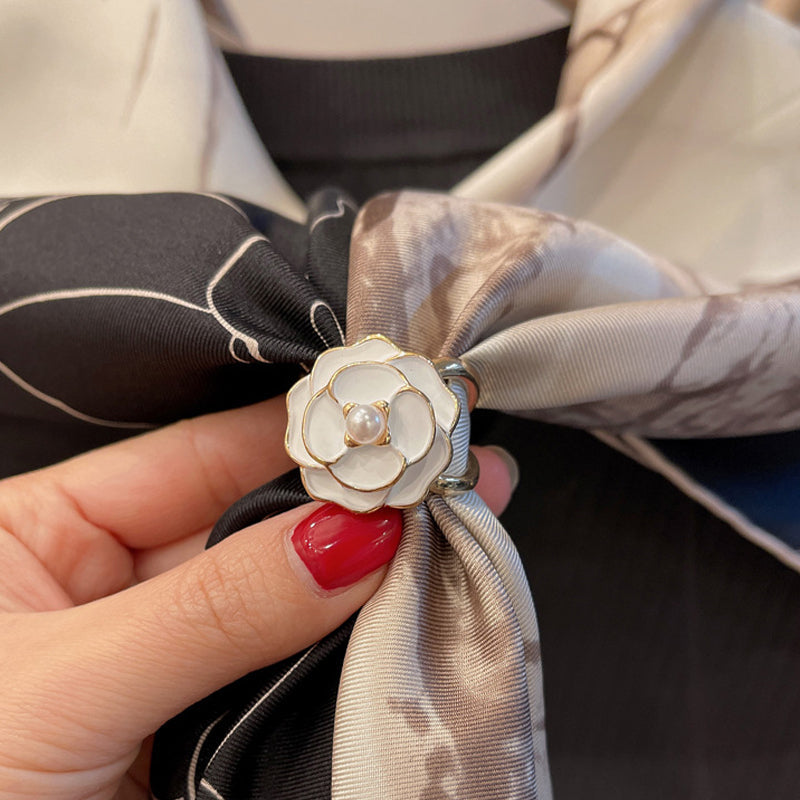 Silk Camellia Scarf Closure Accessory