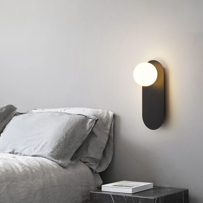 Nordic Minimalist Oval Wall Sconce with Frosted Glass Globe