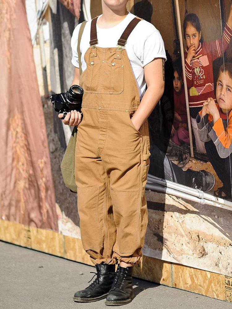 Men's Vintage Duck Canvas Bib Overalls with Adjustable Straps