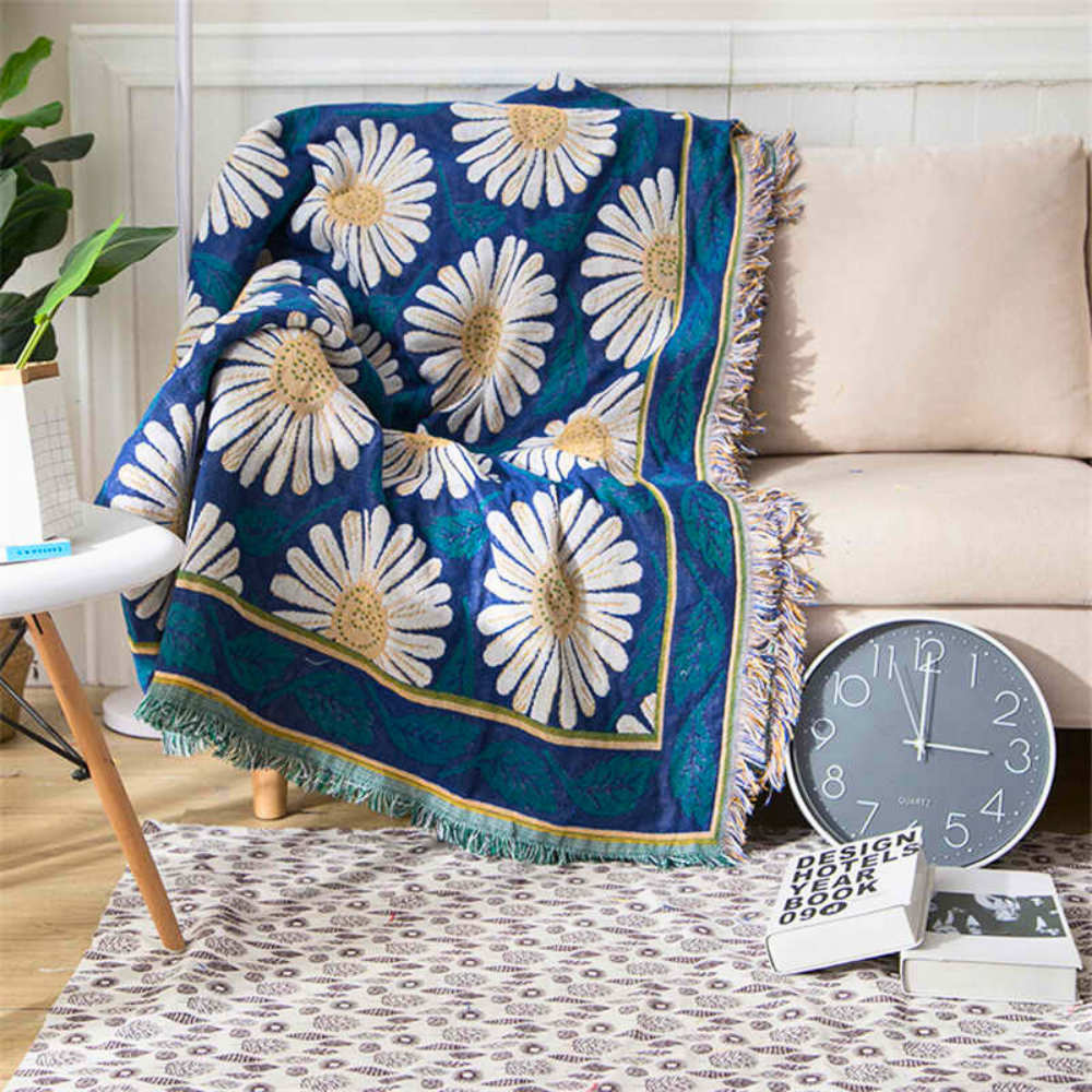 Cotton Knit Bohemian Tassel Blanket