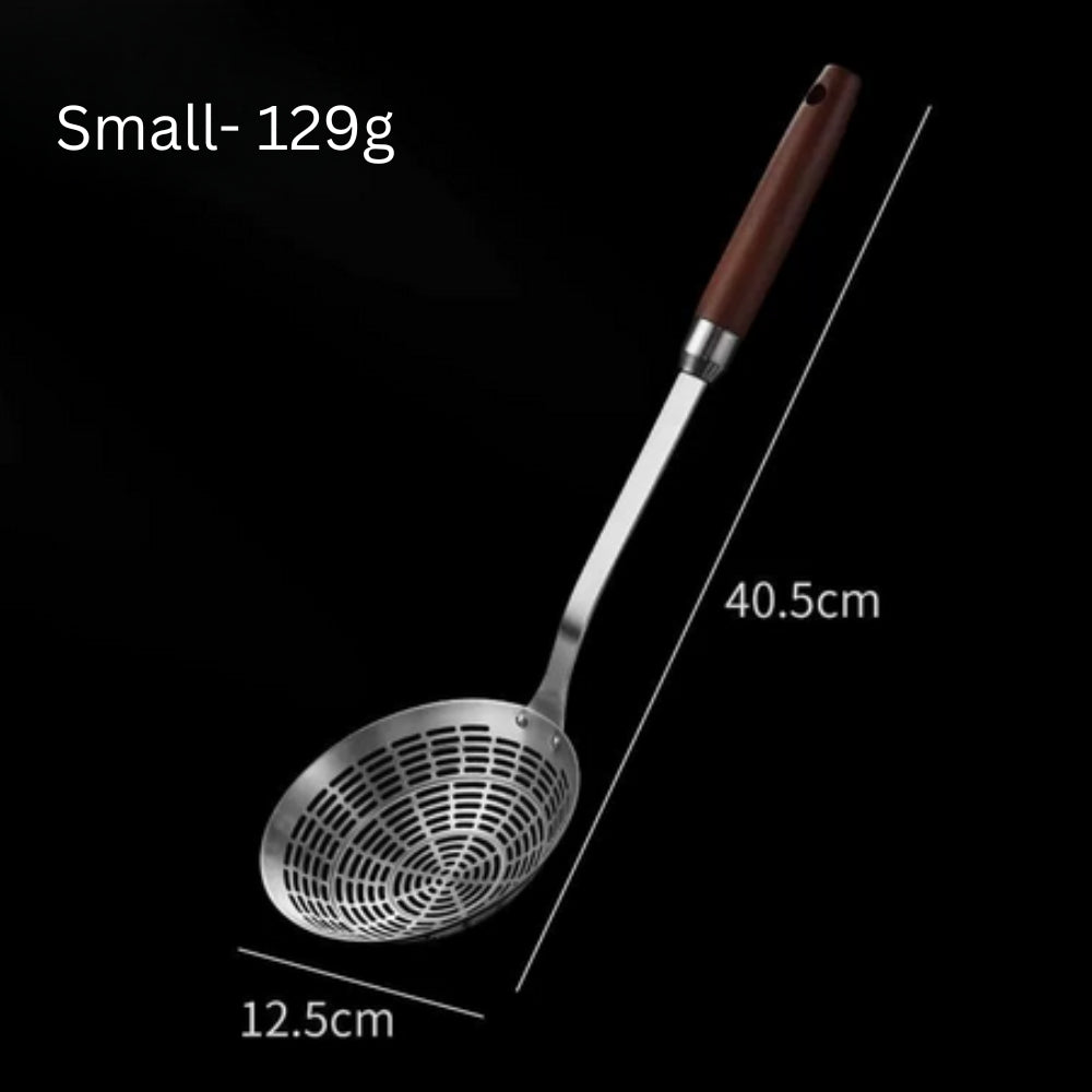Stainless Steel Strainer Ladle with Wooden Handle