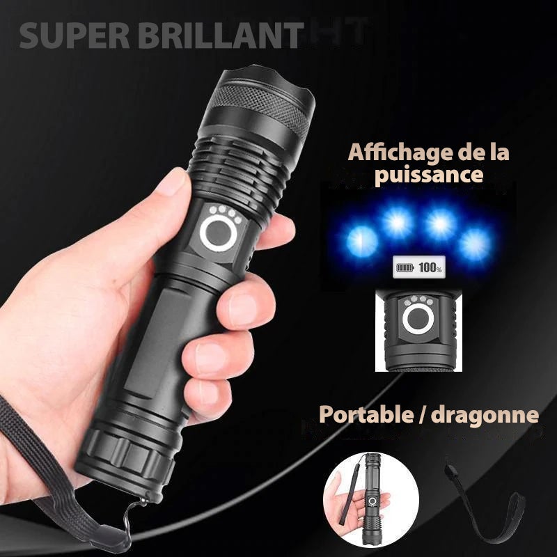 Rechargeable LED Tactical Flashlight 90000 Lumens Waterproof Aluminum Alloy