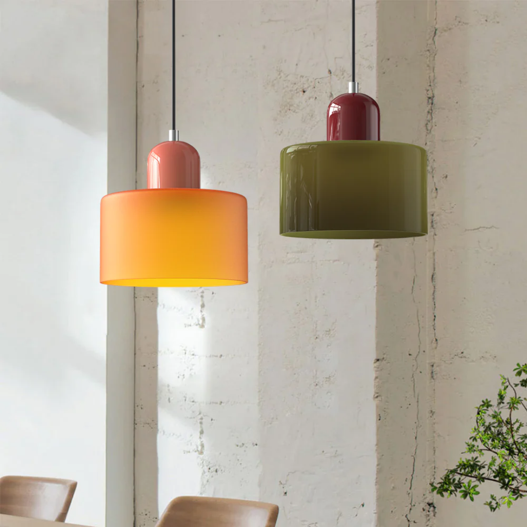 Retro Glass Shade Hanging Lamp with Adjustable Cable