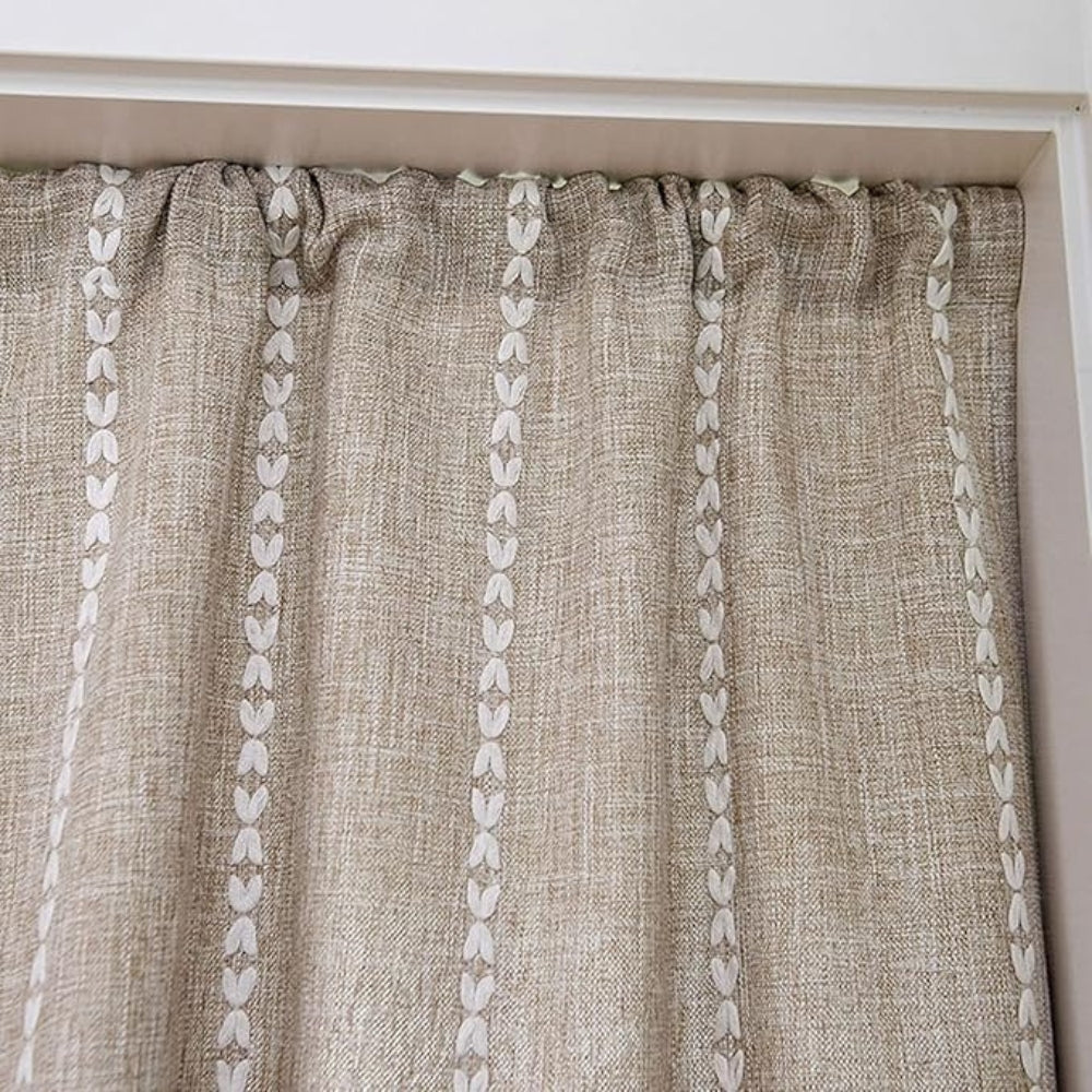 Boho Cotton Linen Kitchen Curtains with Tassels