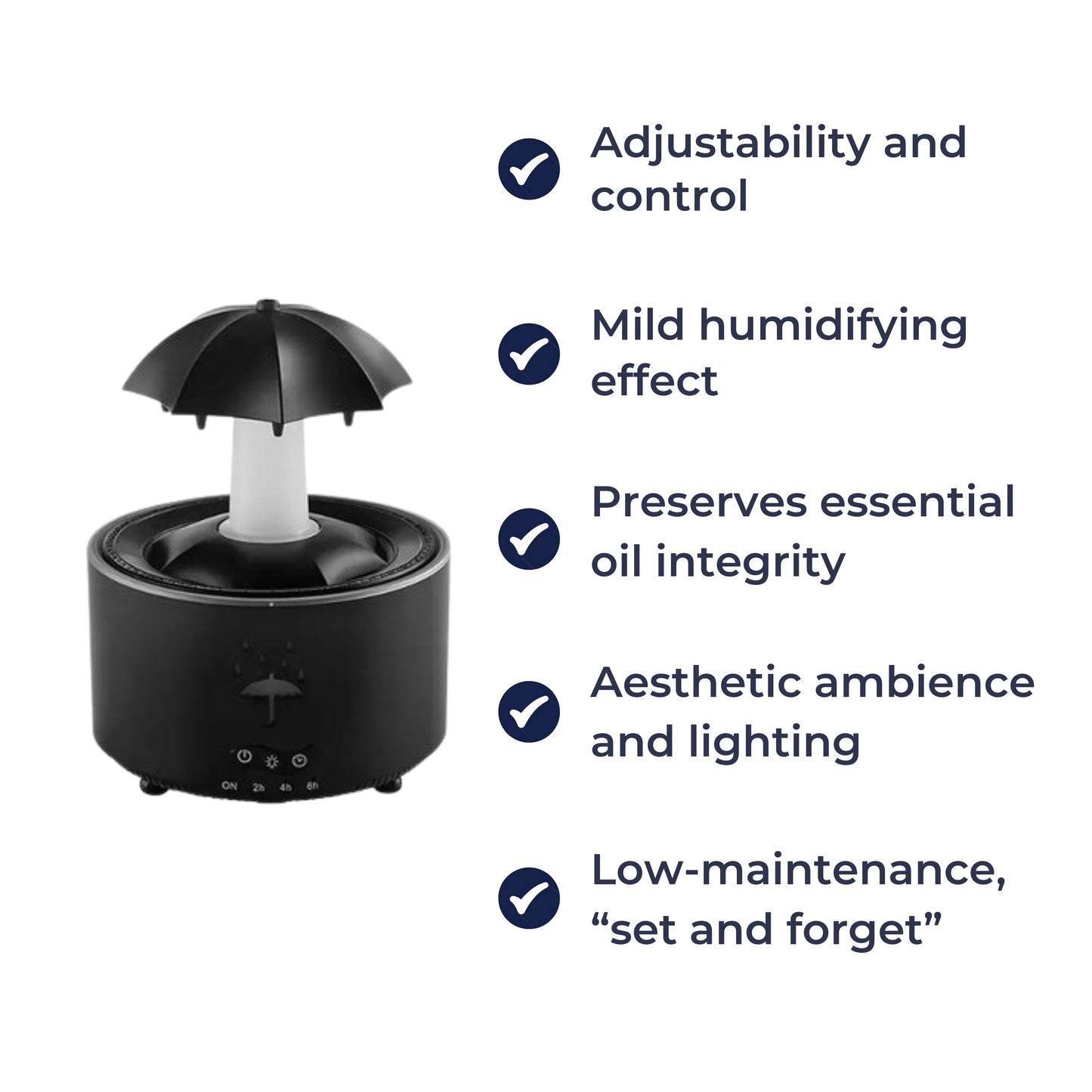 Ultrasonic Aroma Diffuser with Rotating Umbrella Mist and LED Night Light