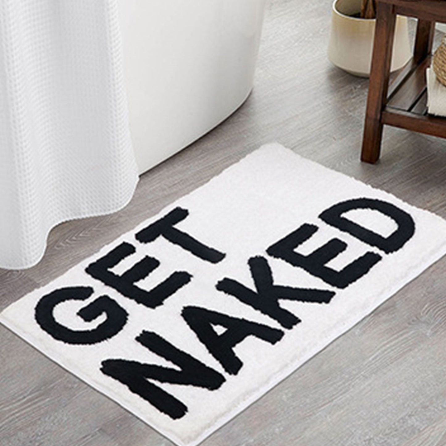 Plush White Bathroom Mat with Non-Slip Backing