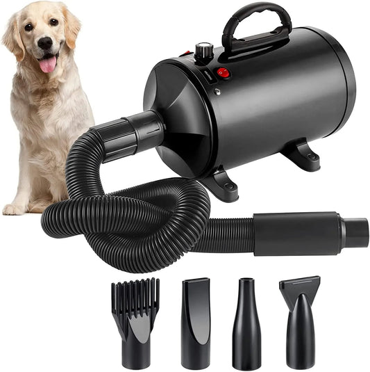 High Velocity Dog Grooming Dryer with Adjustable Heat and Flexible Hose