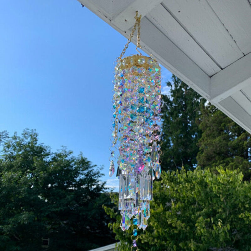 Aurora Crystal Glass Wind Chime with Colorful Beads