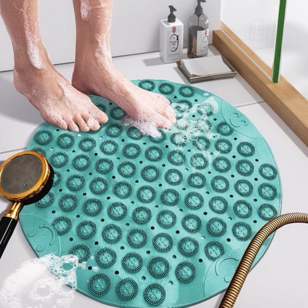 Round Non-Slip Shower Mat with Drainage and Massage Dots