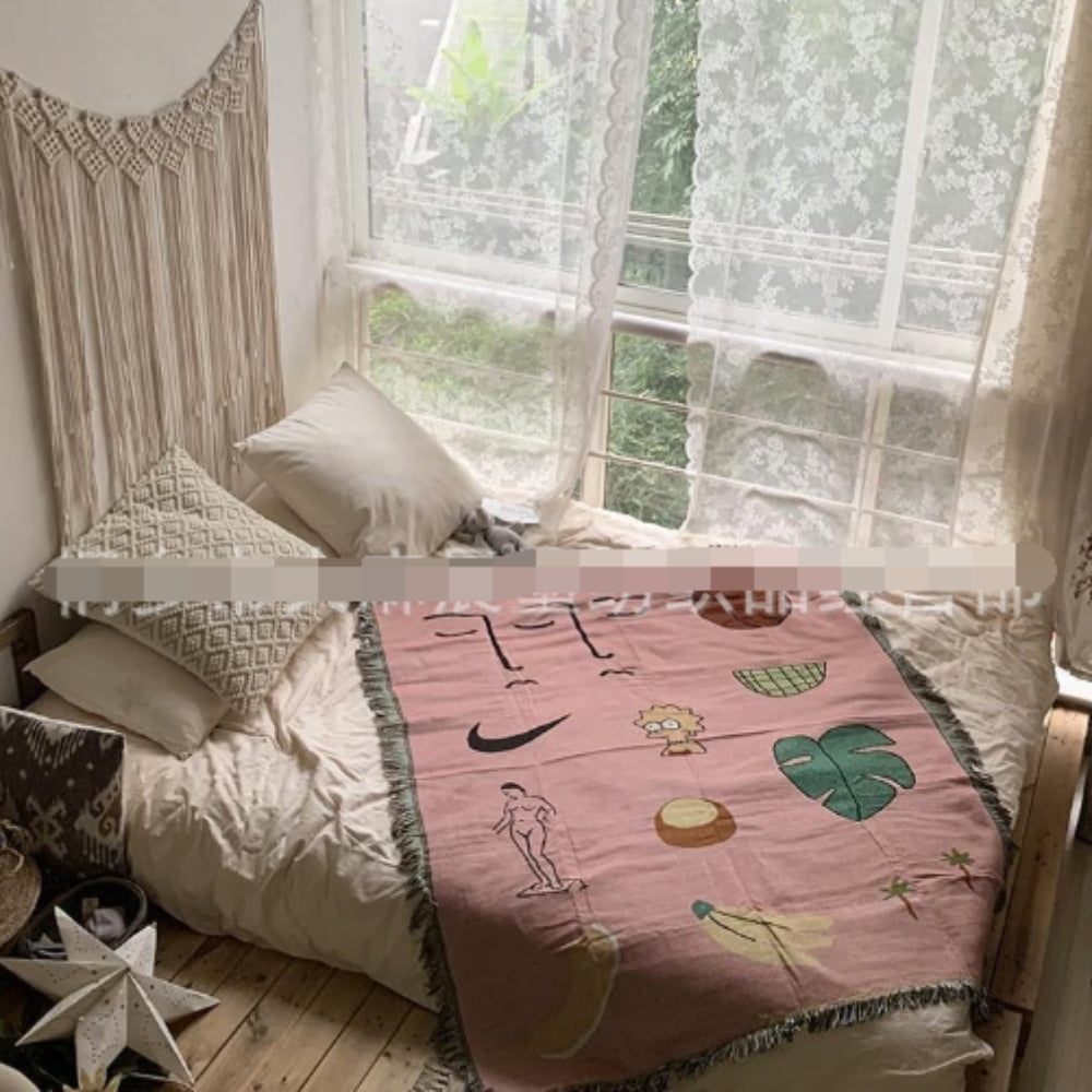 Pink Muse Colorful Woven Throw Blanket