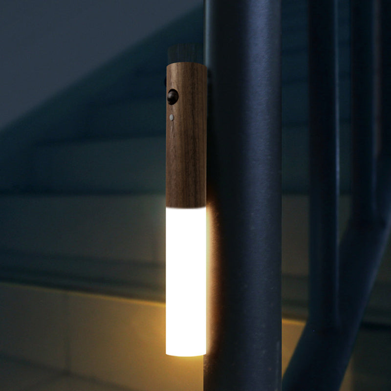 Rechargeable Motion Sensor Night Light - Modern Wood Wall Lamp