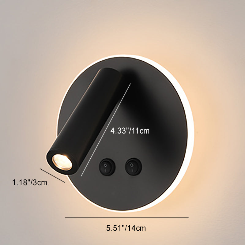 Modern Minimalist Rectangular Round Iron Aluminum LED Wall Lamp