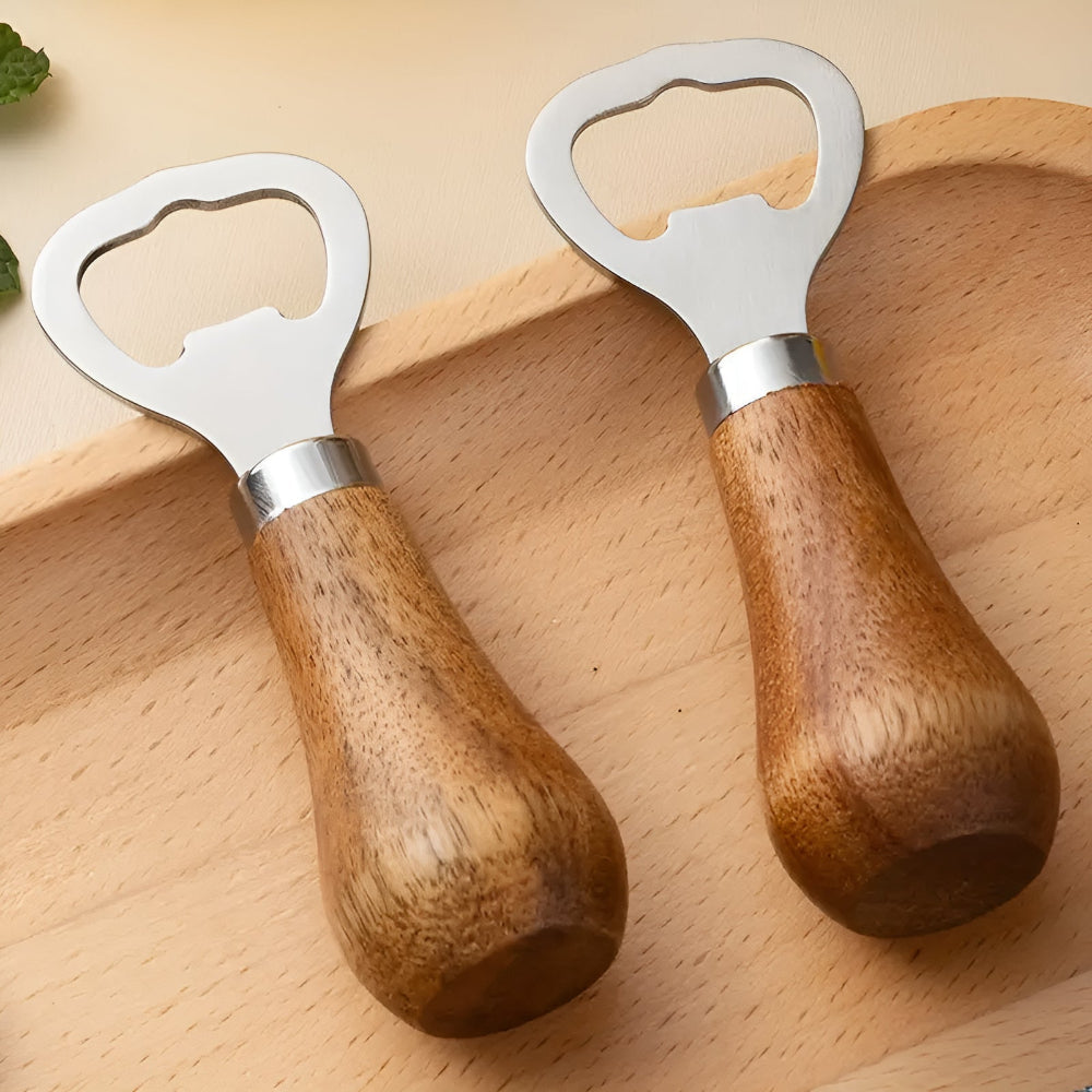 Acacia Wood and Stainless Steel Bottle Opener