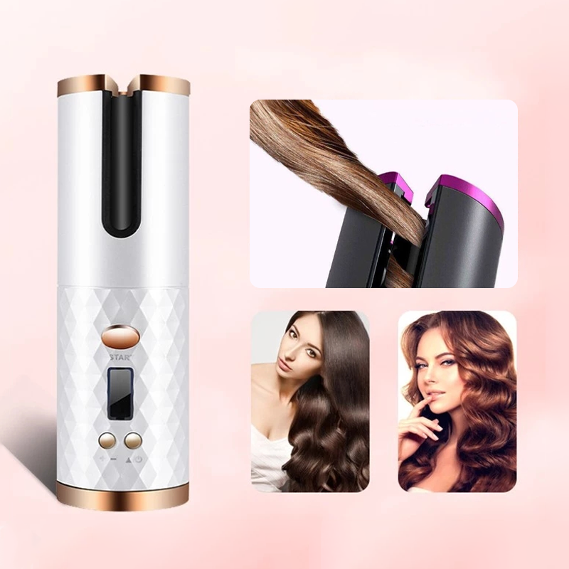 Cordless Automatic Rotating Curling Iron with 6 Heat Settings