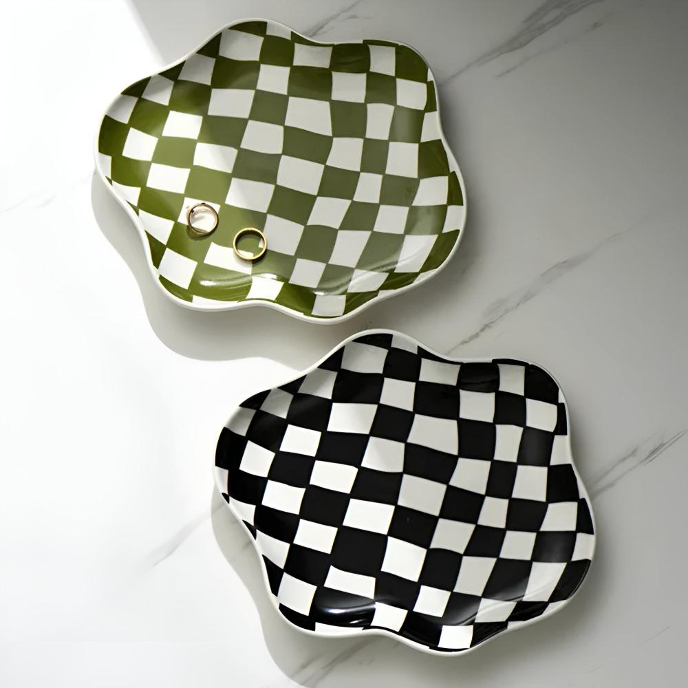 Checkered Ceramic Decorative Plate