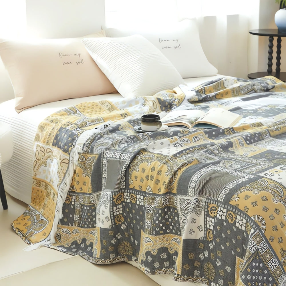 Mosaic Pattern Lightweight Cotton Gauze Blanket