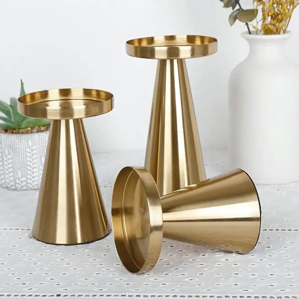 Handcrafted Brass Candle Holders Set of 3