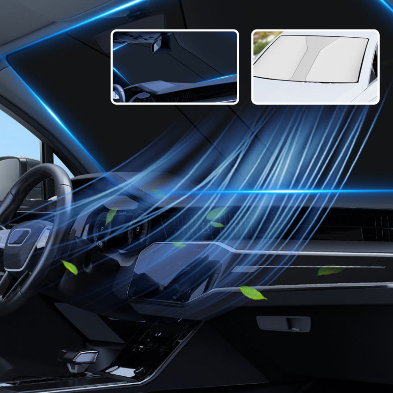 Folding Car Windshield Sunshade with Steering Wheel Protector