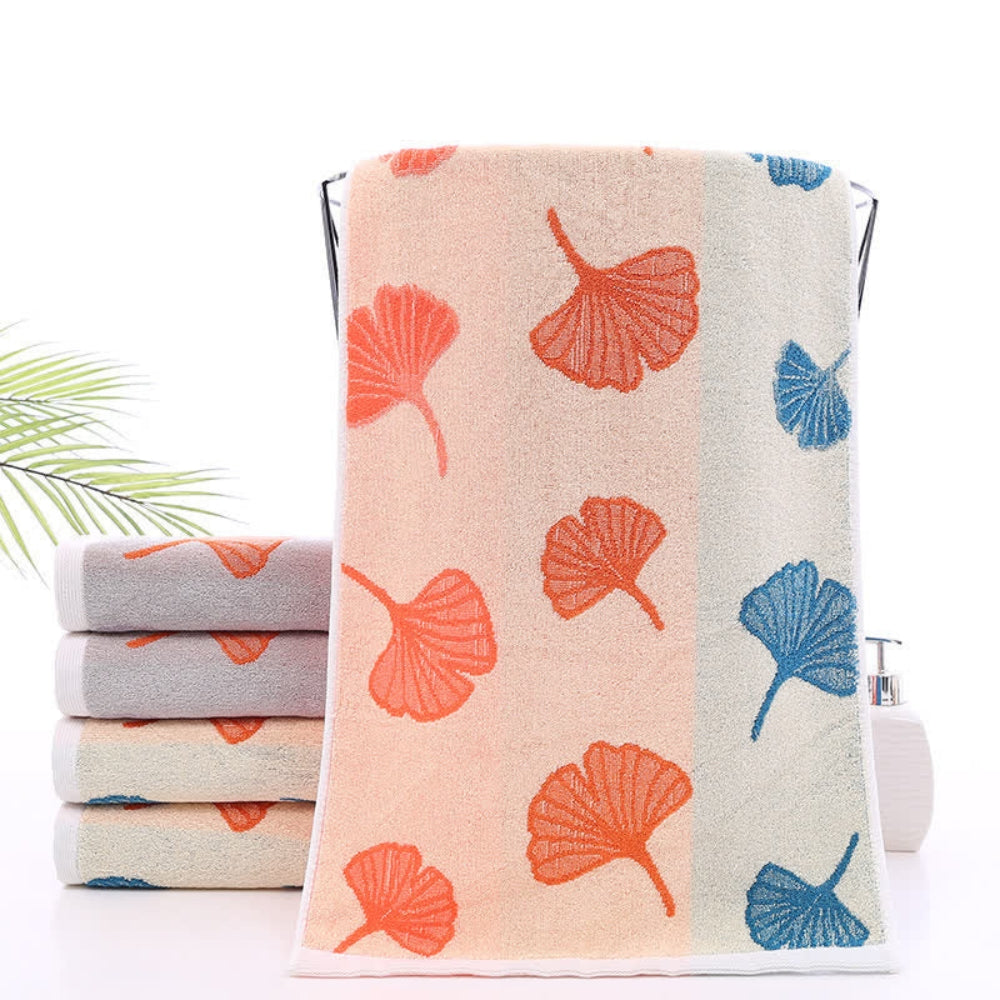 Ginkgo Leaf Cotton Bath Towel - Soft & Absorbent