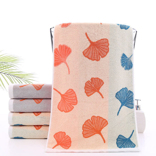 Ginkgo Leaf Cotton Bath Towel - Soft & Absorbent