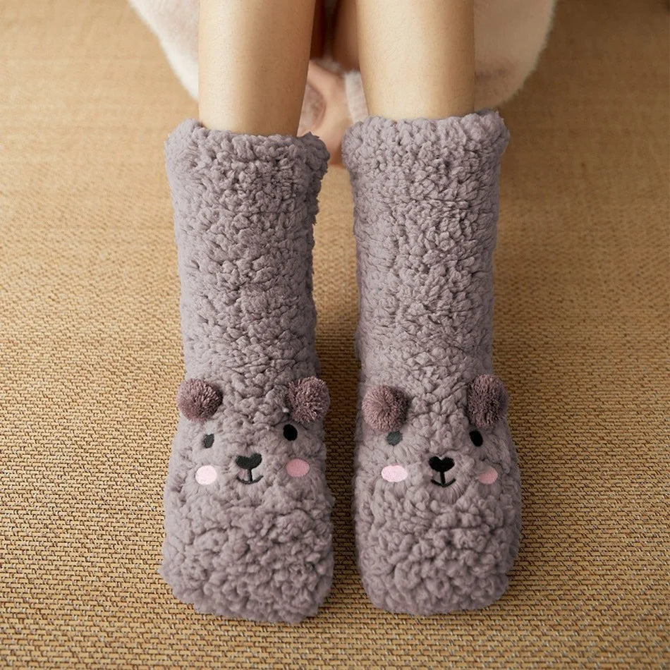 Kawaii Bear Fleece Non-Slip Warm Socks