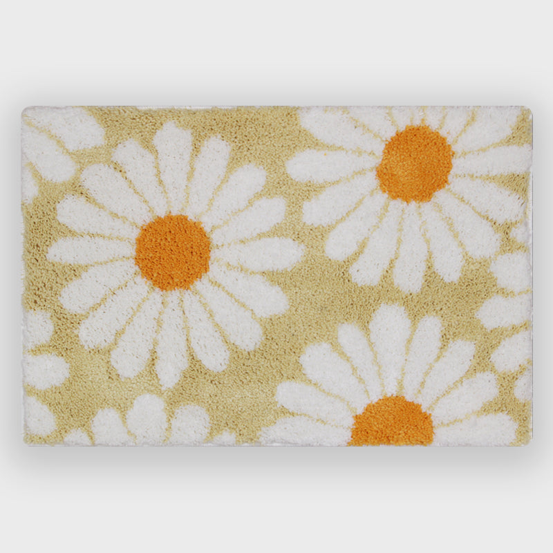 Purple Flower Bath Mat with Non-Slip Backing