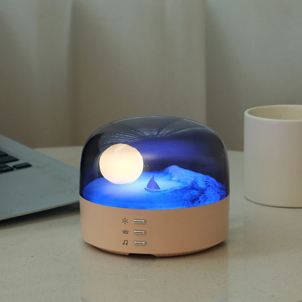 3D Moon LED Night Light Speaker with Rechargeable Battery