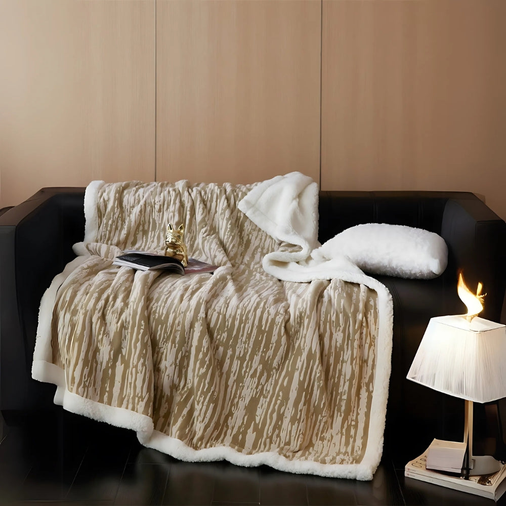 Bark-Inspired Berber Fleece Snuggle Blanket