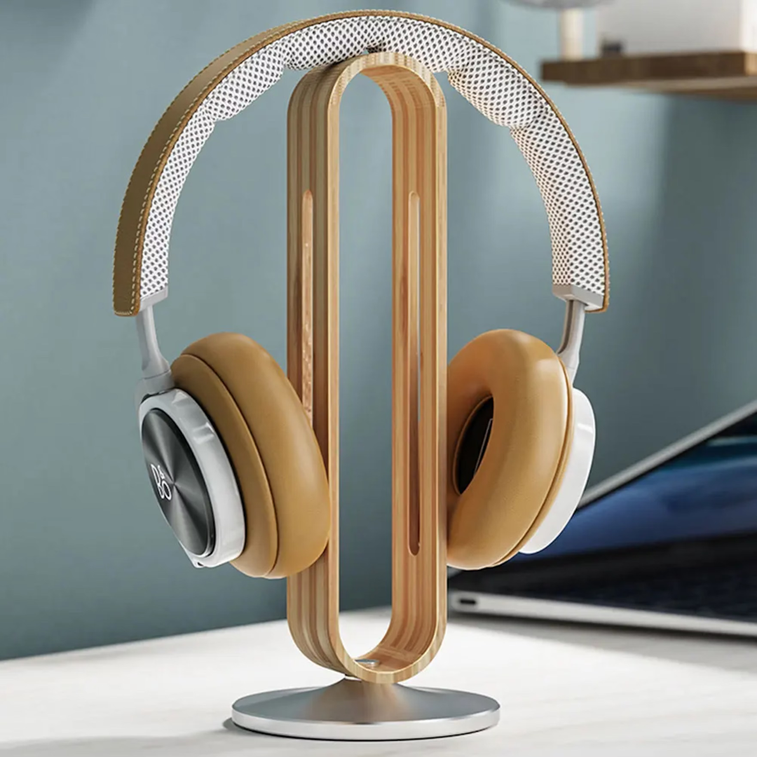 Eco-Friendly Bamboo Headphone Stand with Aluminum Support