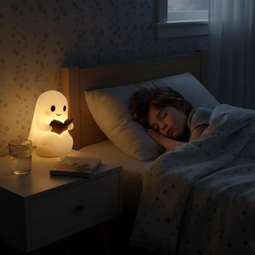Handmade Ghost Night Light Lamp with Warm White Glow