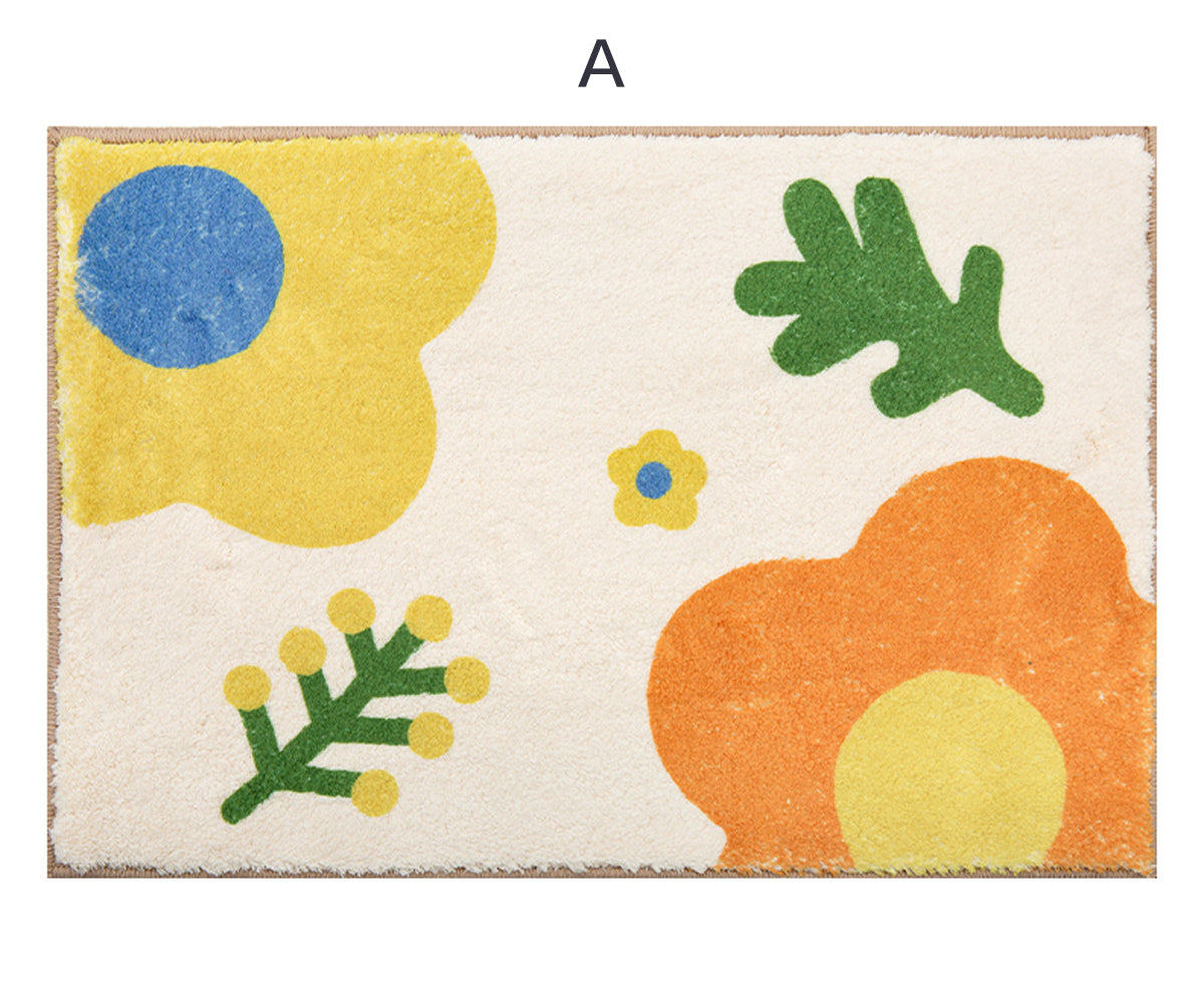 Plush Microfiber Non-Slip Bath Mat - Sweet Flower Design