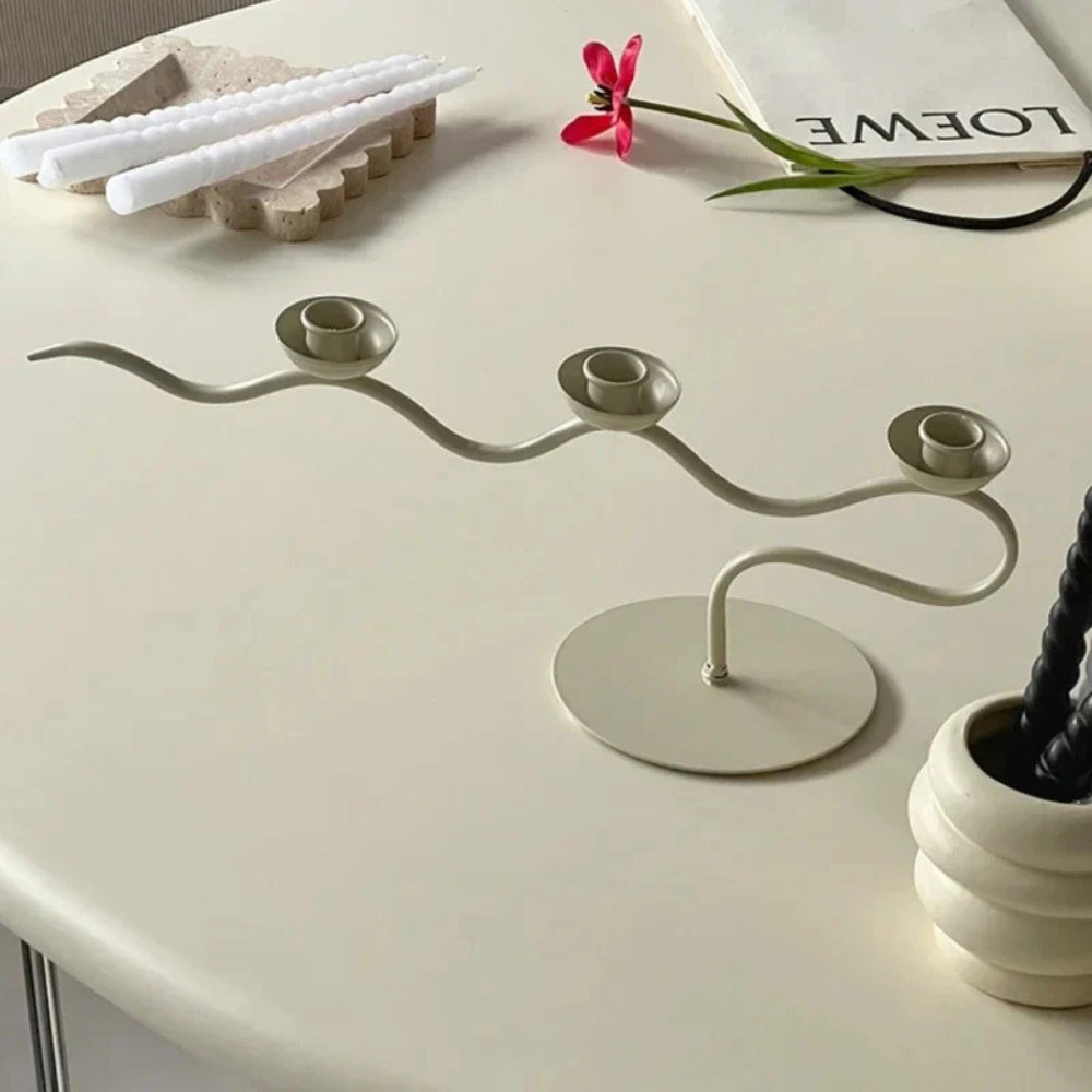 Tri Iron Twisted Candle Holder for Elegant Home Decor