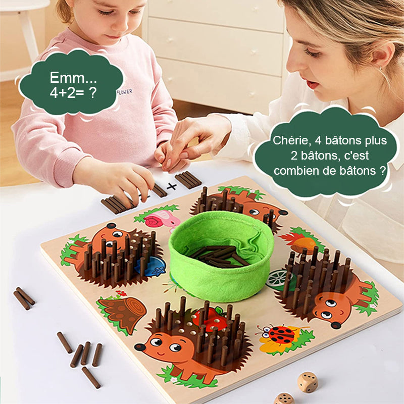 Wooden Hedgehog Counting Game for Kids - Montessori Educational Toy