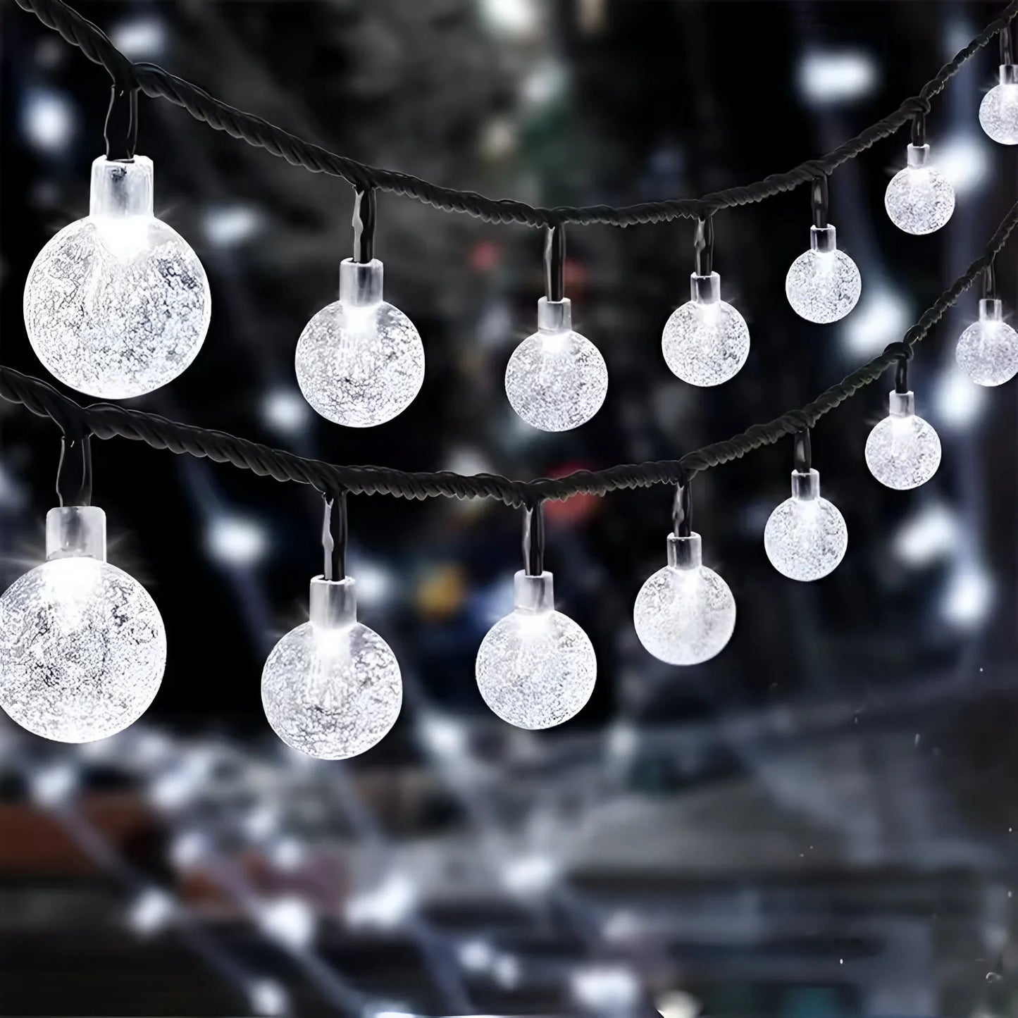 Solar-Powered Crackled Glass Garden Lights