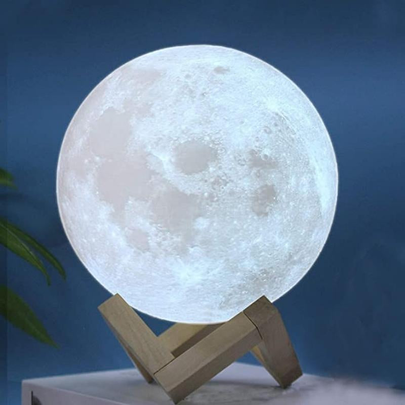 3D Printed Moon Night Light - 4 Inch Lunar Lamp