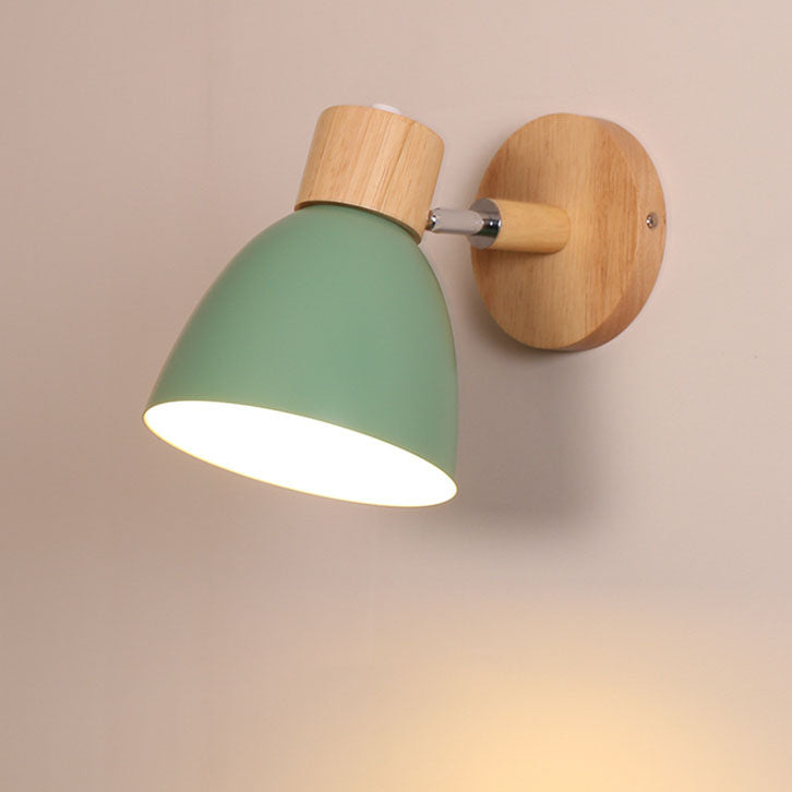 Modern Macaron Wall Light with Natural Wood Accent