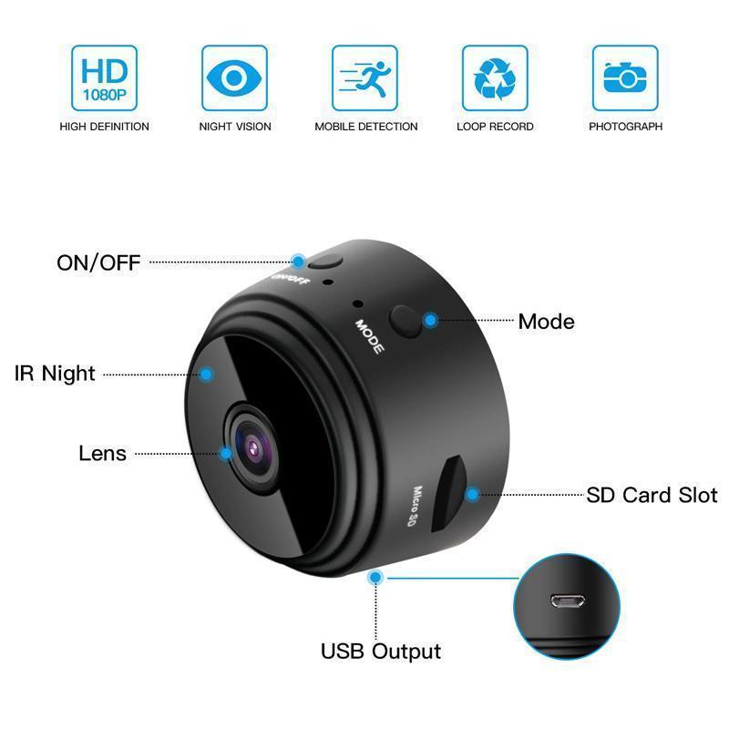 1080p Magnetic WiFi Mini Security Camera with Night Vision