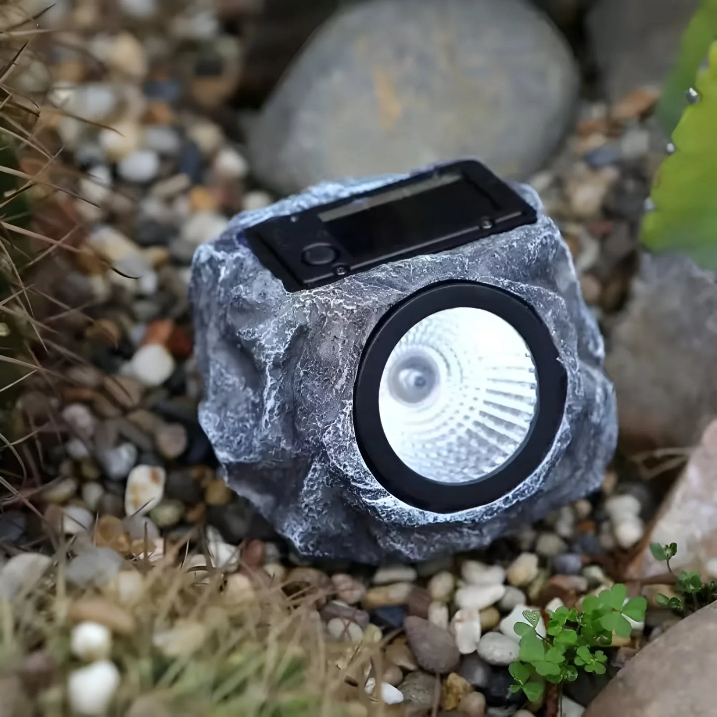 Solar Stone Garden Light with Weatherproof Design