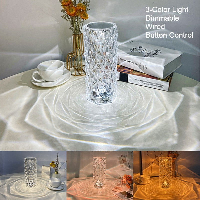 Crystal Rose Table Lamp with Color Changing and Dimmable Features