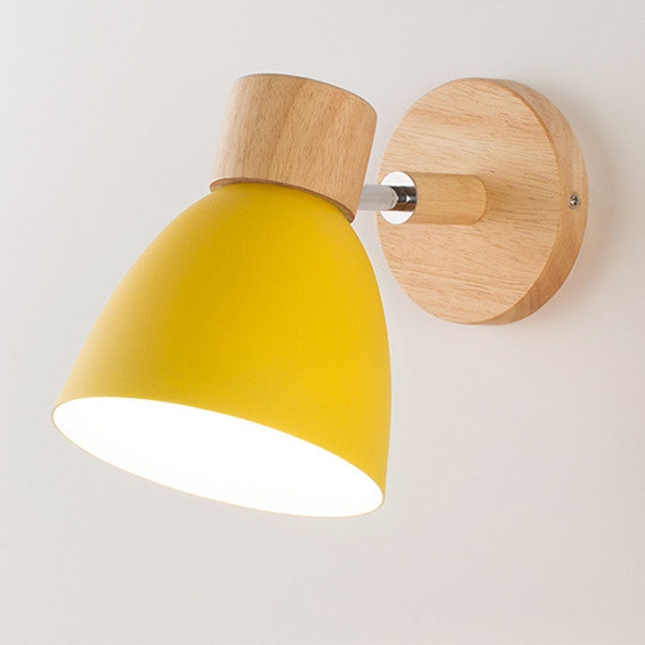 Modern Macaron Wall Light with Natural Wood Accent