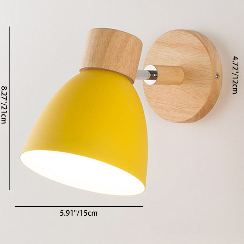 Modern Macaron Wall Light with Natural Wood Accent