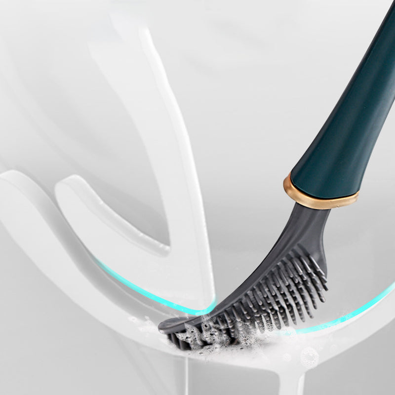 Long-Handled Silicone Toilet Cleaning Brush with Wall Mount