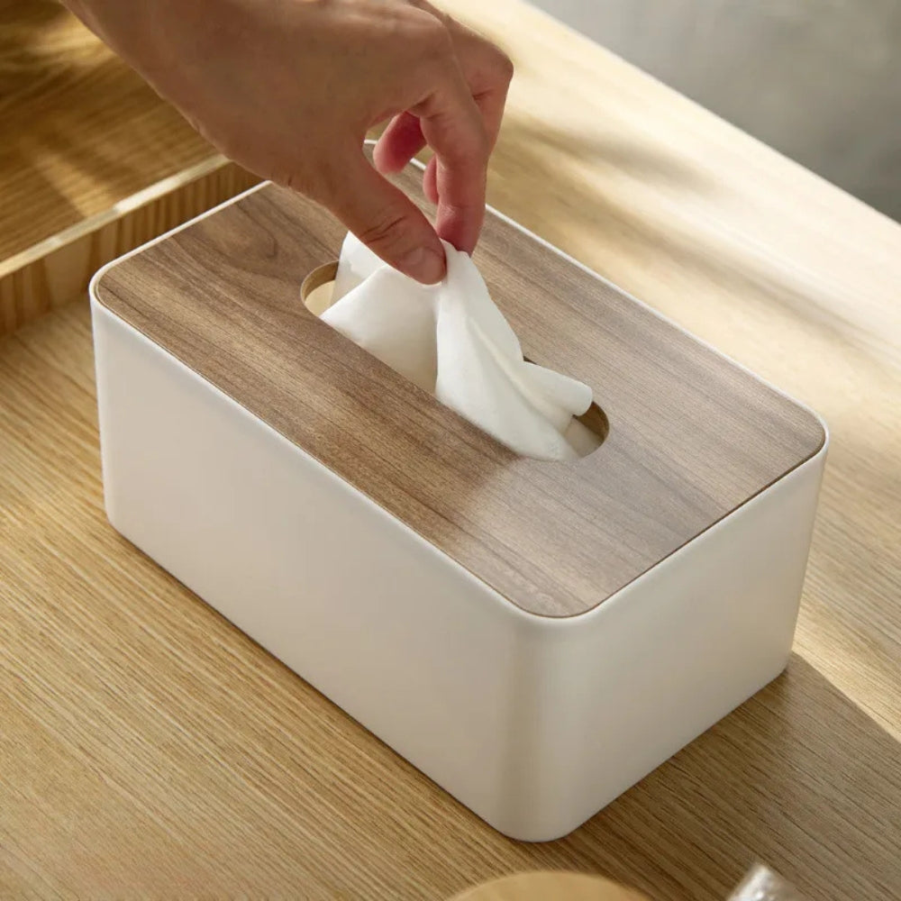 Minimalist Bamboo Lid Tissue Holder